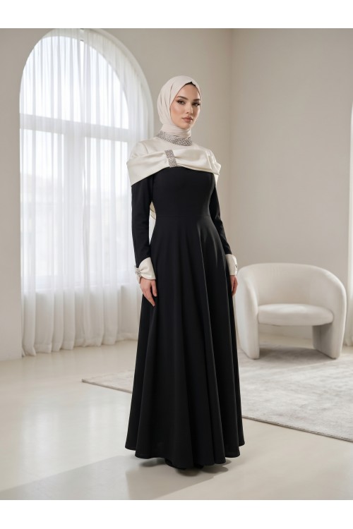 Zuhal Sagsöz Omuz Detay Elbise Siyah