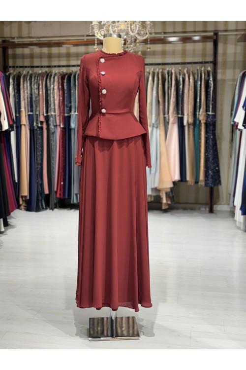 Zuhal Sagsöz Şifon Ceket Elbise