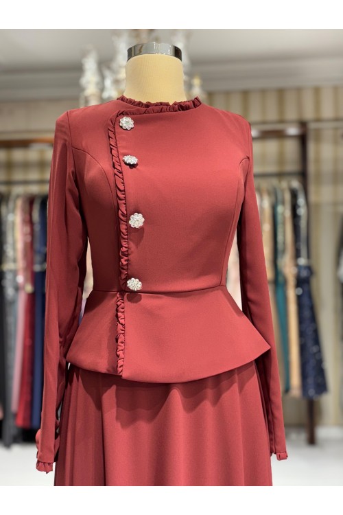 Zuhal Sagsöz Şifon Ceket Elbise