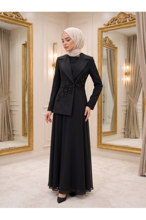 Zuhal Sagsöz Ceket Elbise Siyah