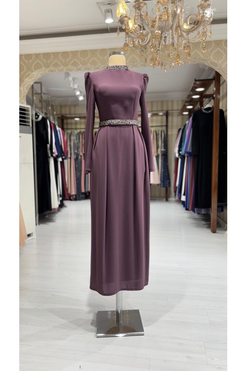 Zuhal Sagsöz Krep Kalem Elbise Gül Kurusu