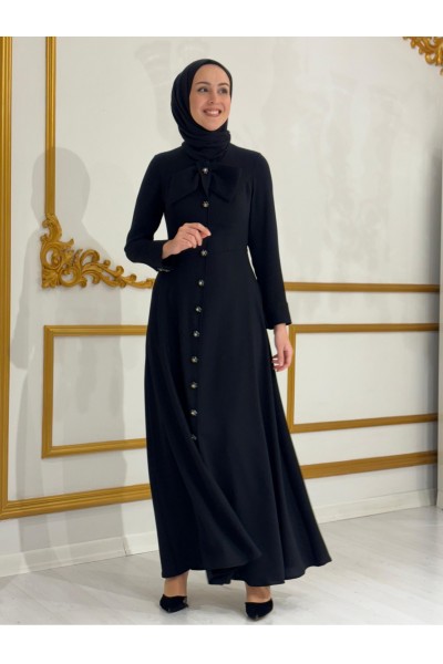 Zuhal Sagsöz Kurdela Elbise Siyah