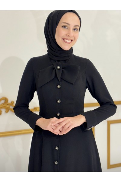 Zuhal Sagsöz Kurdela Elbise Siyah