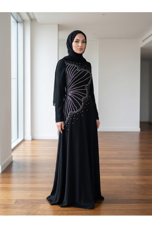 Zuhal Sagsöz Beli Desenli Elbise Siyah