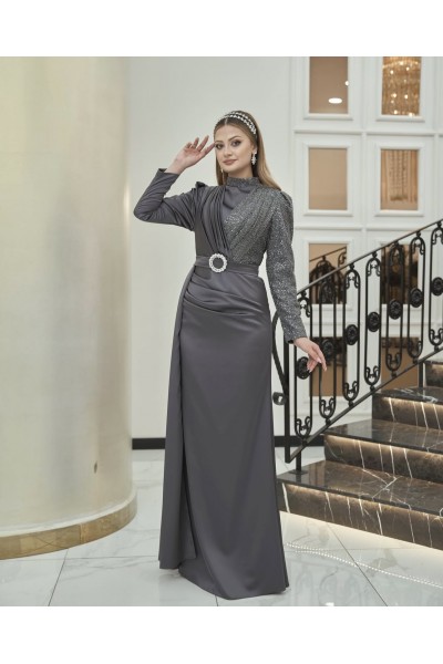 Al Marah İpek Abiye Antrasit