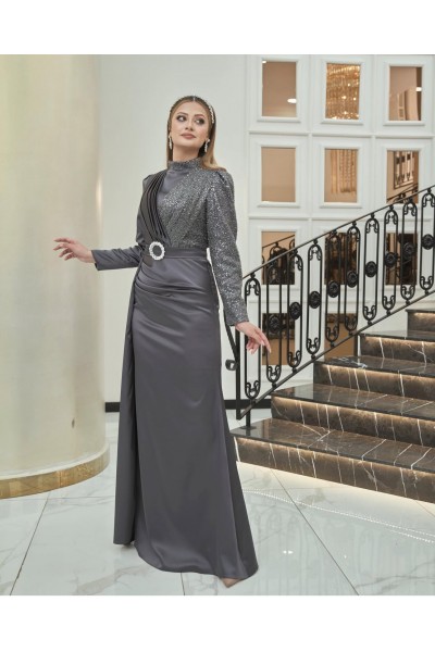 Al Marah İpek Abiye Antrasit