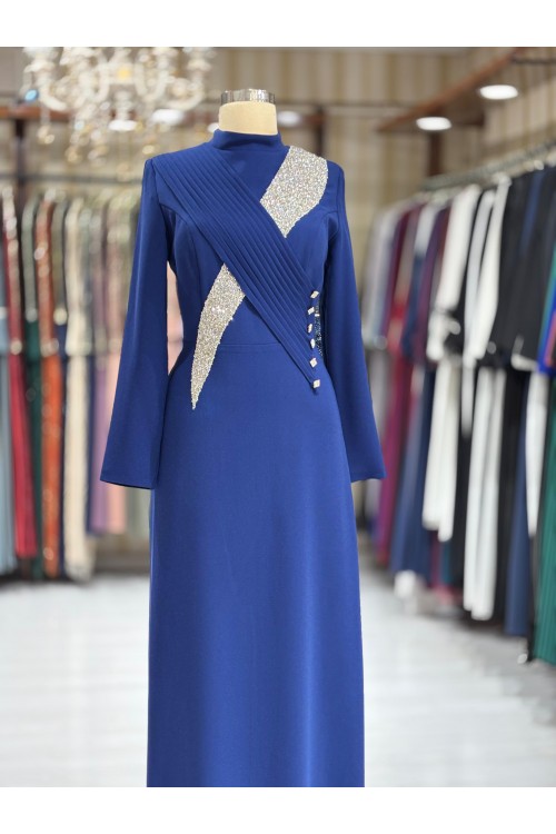 Zuhal Sagsöz Pileli Elbise Saks