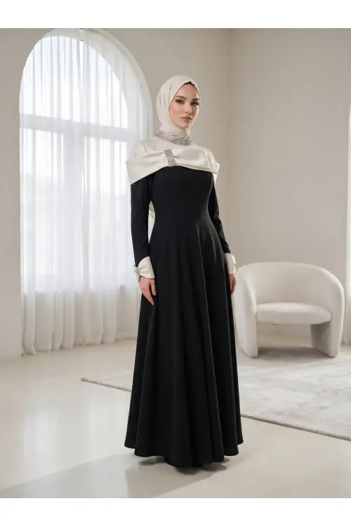 Zuhal Sagsöz Omuz Detay Elbise Siyah