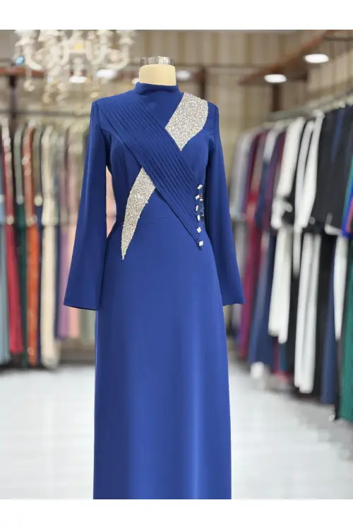 Zuhal Sagsöz Pileli Elbise Saks